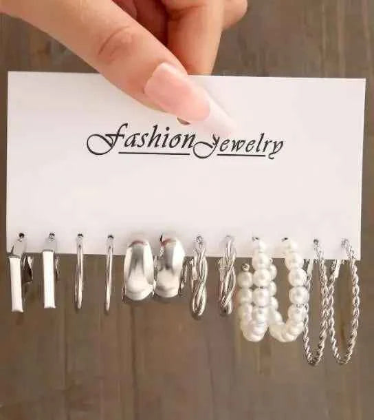 12Pcs Classic Fashion Butterfly Heart Drop Dangle Earrings for Women Charm Gold Color Enamel Pearl Hoop Earring Punk Jewelry Set