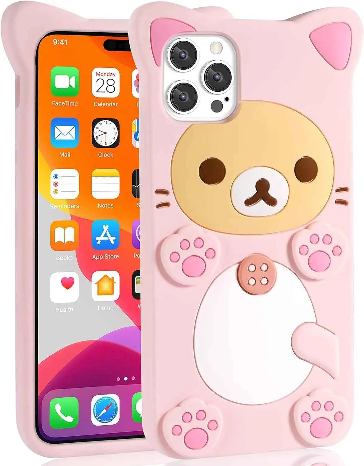 Rilakkuma Cat Bear For iPhone 17 16 15 14 13 12 11 Pro Max Xs XR 6 7 8 Silicone Soft Cover Case