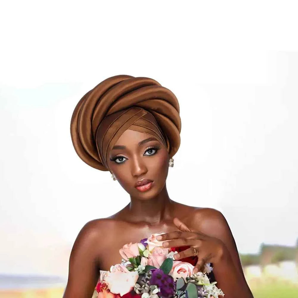 African Headtie Nigerian Auto Gele Turban Caps Female Head Wraps Already Made Wedding Geles Party Headwear Headpiece
