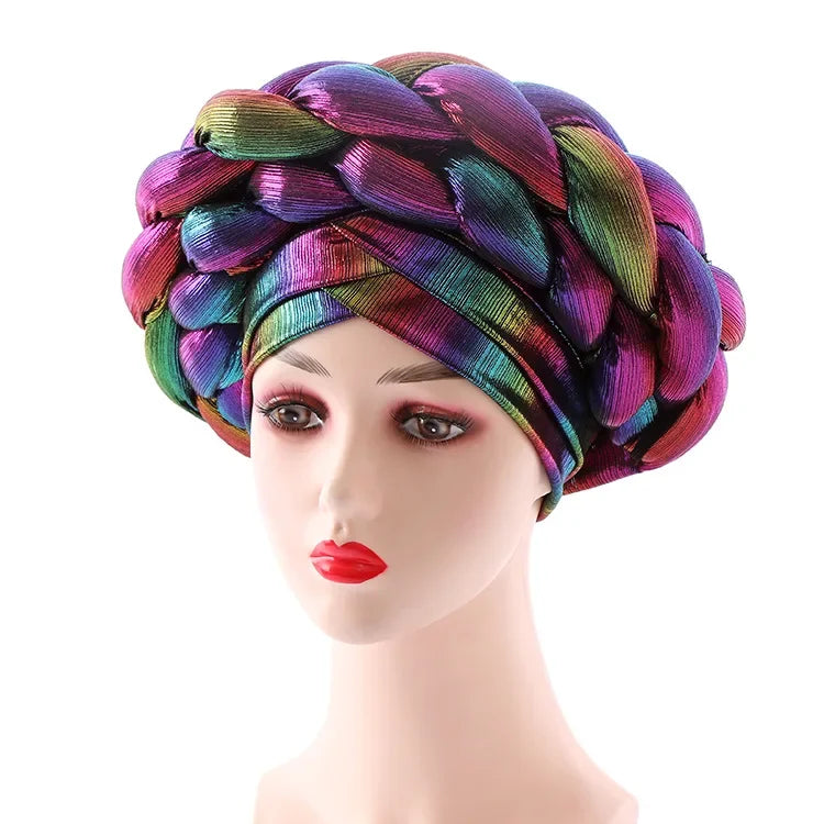 Women Braid Turbans Latest African Headtie Ladies Sequin Head Wraps African Aso Oke Winter Headtie Negerian Wedding Gele Caps