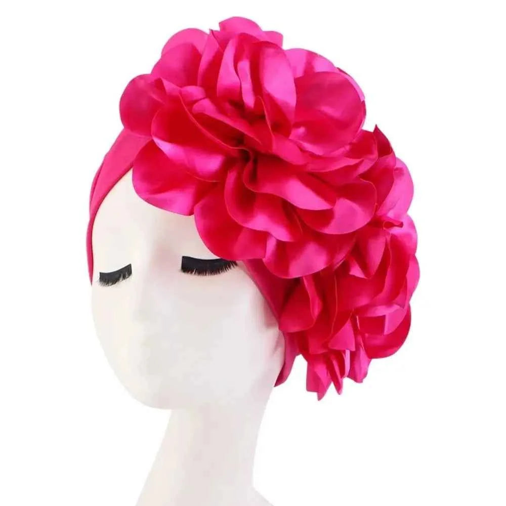 Inner Cap National Turban Hat New Trendy Turban African Style Hat Bonnet Big Flower Hat Women