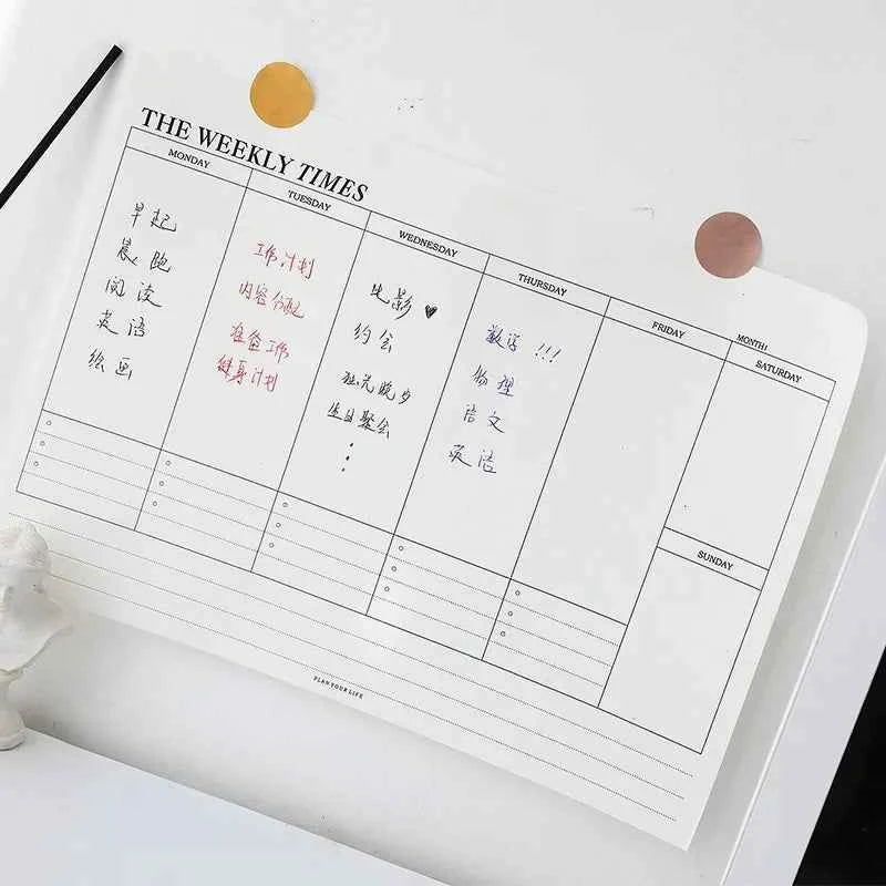Weekly Planner Monthly Undated Agenda Notebook Schedules Study Planner Korean Stationery Office School Supplies