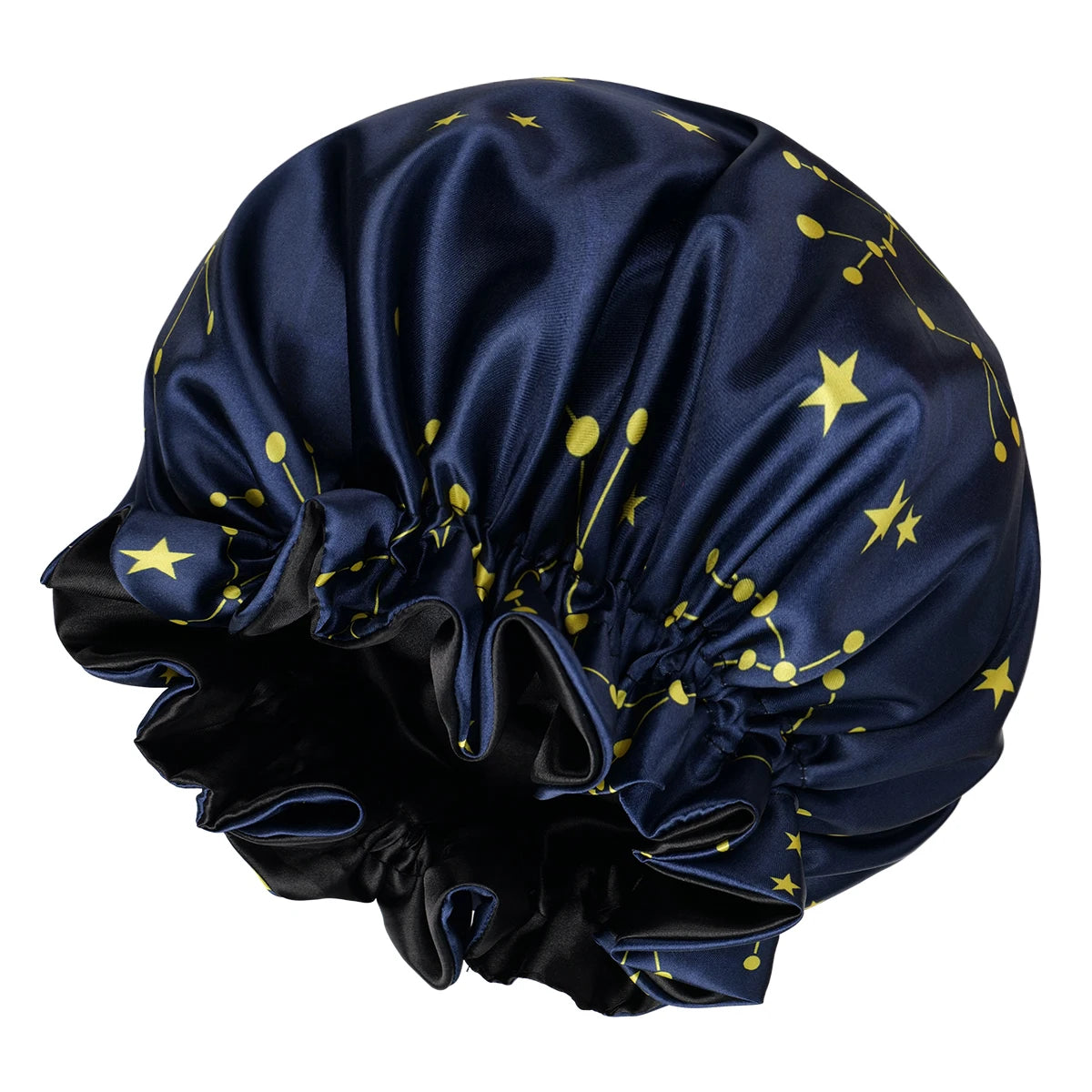 1PC Constellation Print Satin Sleep Bonnet with Wide Band Soft Wrap Comfortable Cap for Daily Use Makeup & Face Washing - NamafadStore