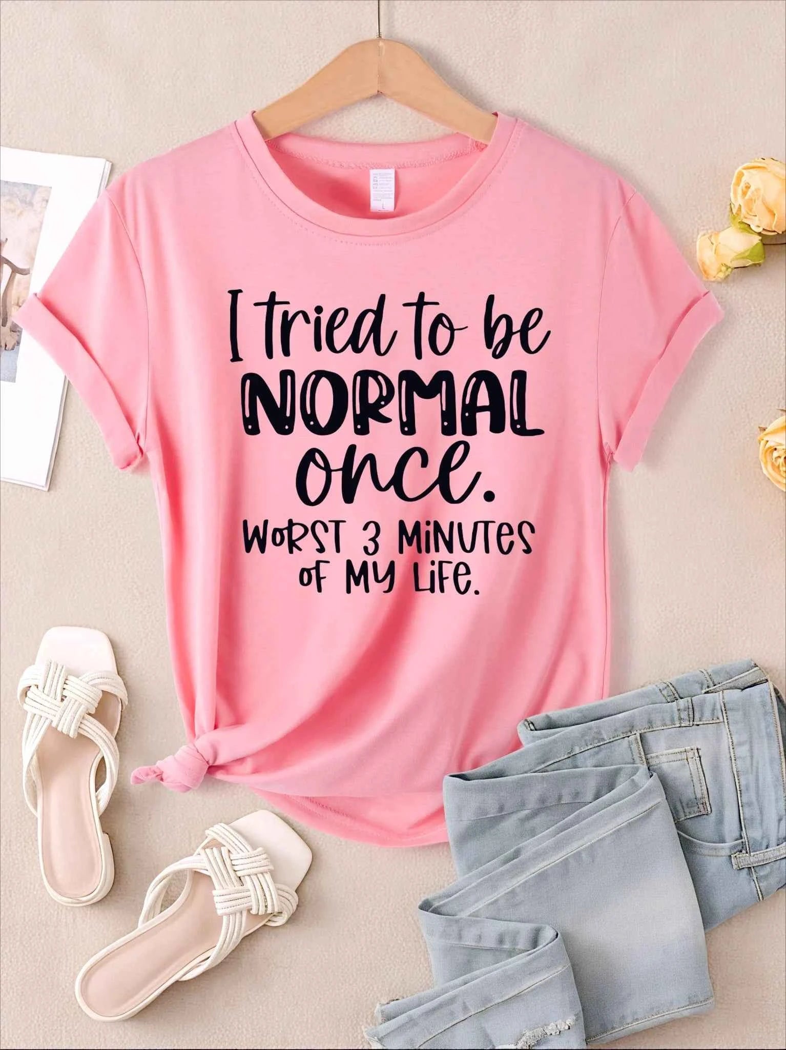 I Tried To Be Normal Once Print Women T-Shirts Fashion Short Sleeve Trendy Sports Clothes Casual Hip Hop Clothing
