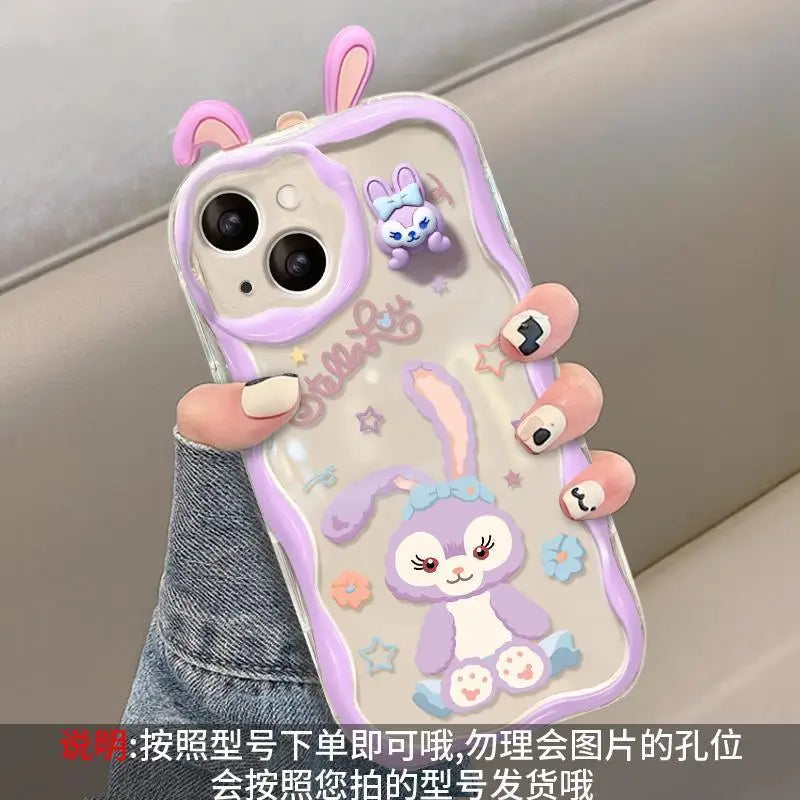 Adorable LinaBell StellaLou Chain Cover For Iphone 17 Pro Max 17 Air 16 15 14 13 12 11 Pro Max Plus 12 mini 3D Ear Disney Case