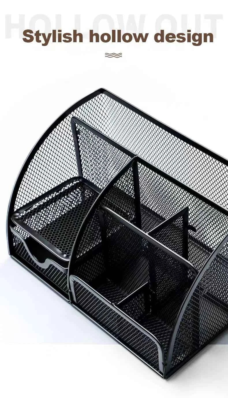 1PC Pen Holder Large Capacity Metal Desktop Storage Box for Office and School Supplies