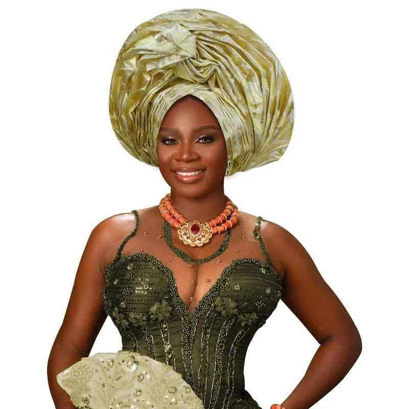 Elegant African Autogele Women's Turban Cap Nigeria Wedding Gele Ready To Wear African Headtie Evening Party Headwear