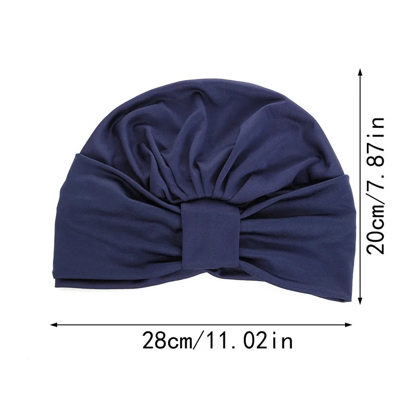 Elastic Top Knotted Women's Turban Cap Muslim Headscarf Hat Female Head Wraps Lady Hair Loss Chemo Cap Daily Bandana Beanie
