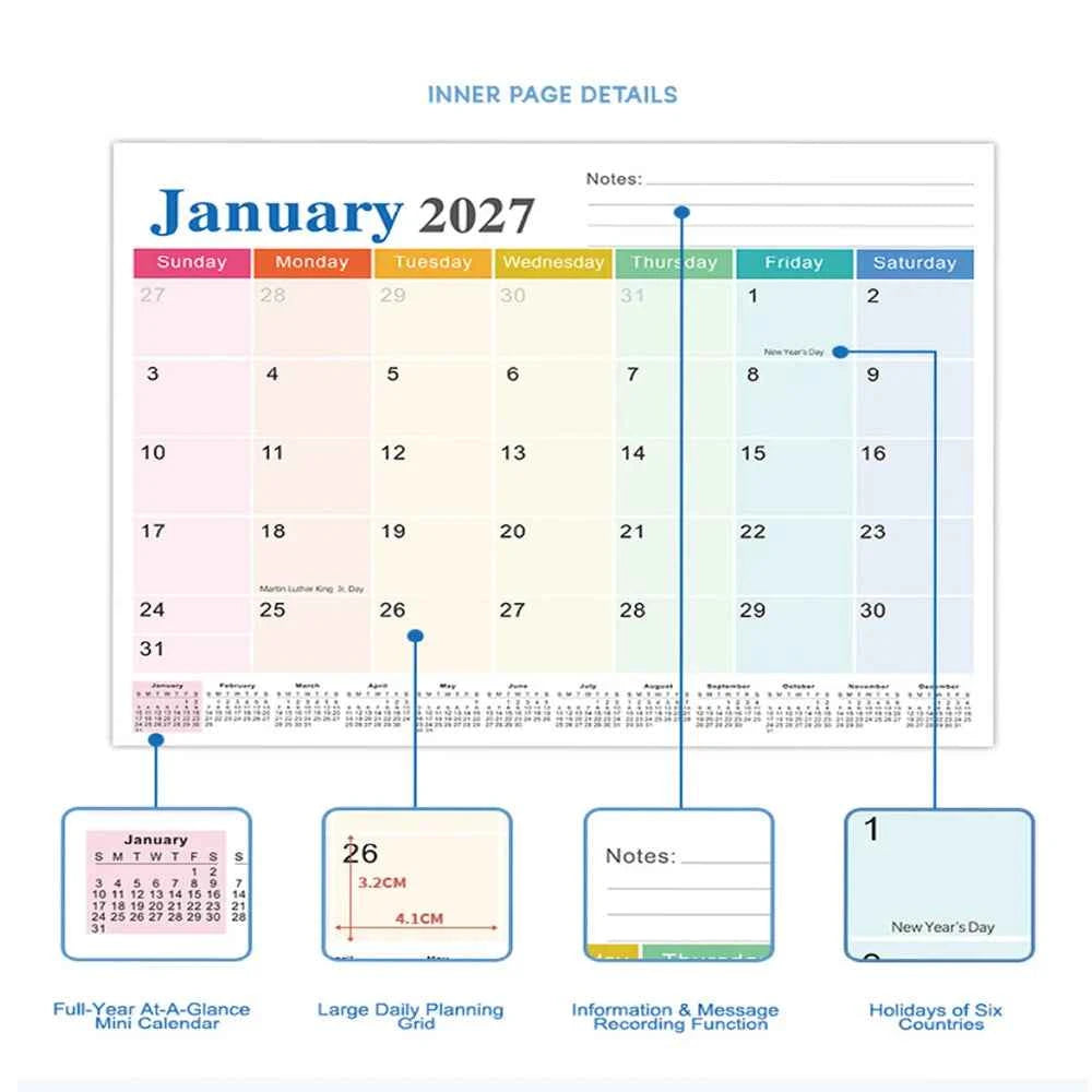 Magnetic Fridge Calendar 2027-2028, 18-Month Magnetic Calendar, Large Magnetic Planner for Home and Office Calendar + Stickers