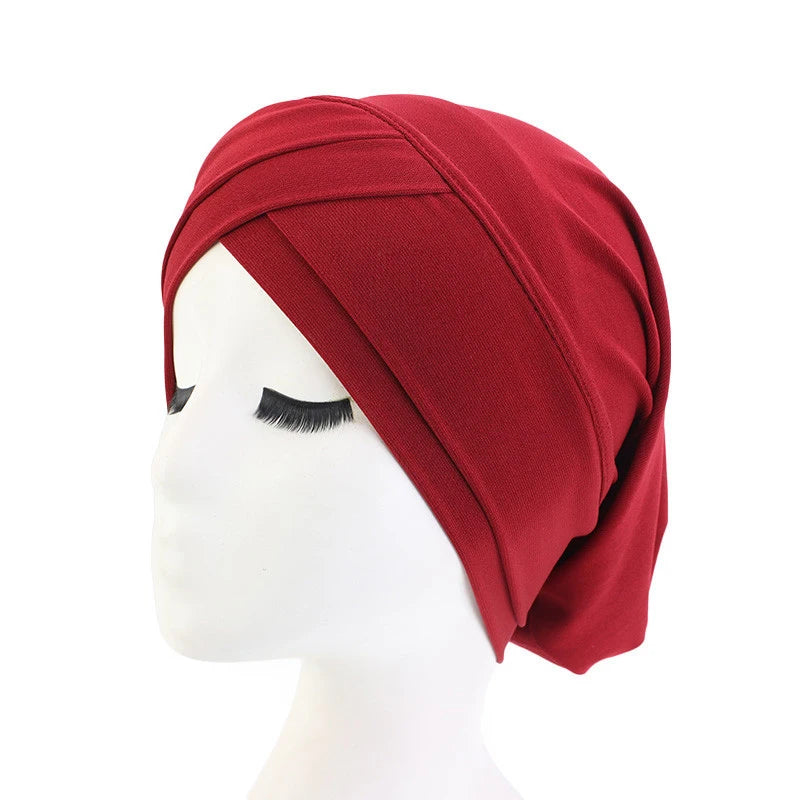 1PC Women Turban Hat Elastic Hijab with Beads Cancer Chemo Cap Head Wrap for Hair Loss
