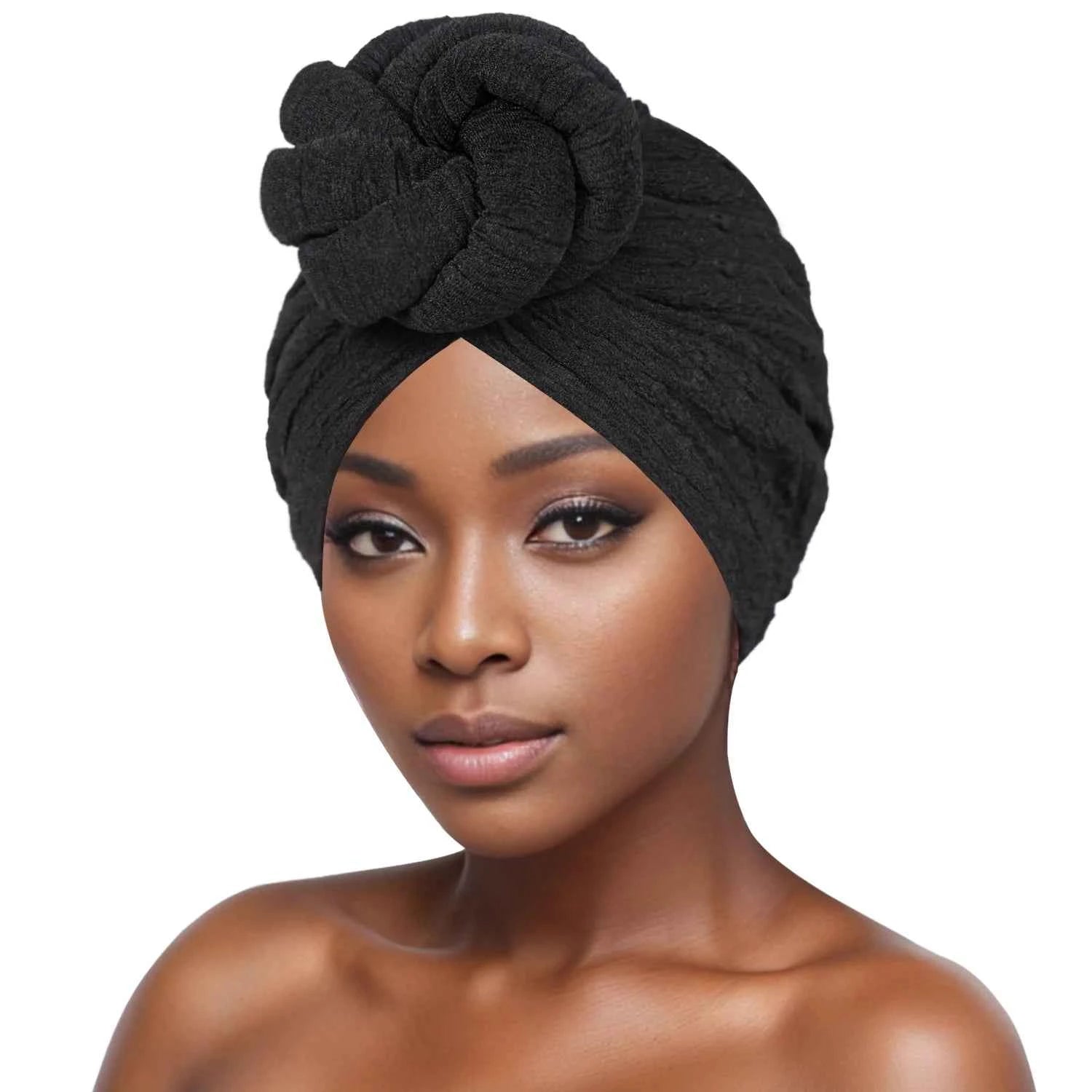 Women's Fashion Turbans New Bubble Cloth Large Plate Flower Elastic Leisure Comfortable and Breathable Daily Hat Headband Hat