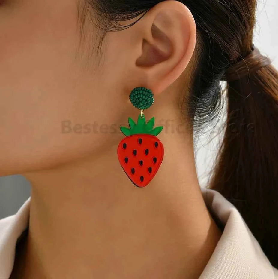 2025 Fruit Cartoon Round Dangle Earrings For Women Luxury Quality Beads Lemon Orange Pendientes Resin Fairy Jewelry Accessories