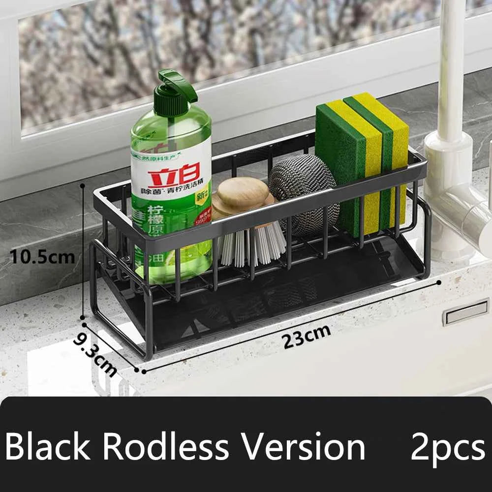 1-2 PCS Cloth Sponge Drain Rack Kitchen Dishwasher Countertop Multi-functional Sink Storage Rack Sink Ironwork Storage