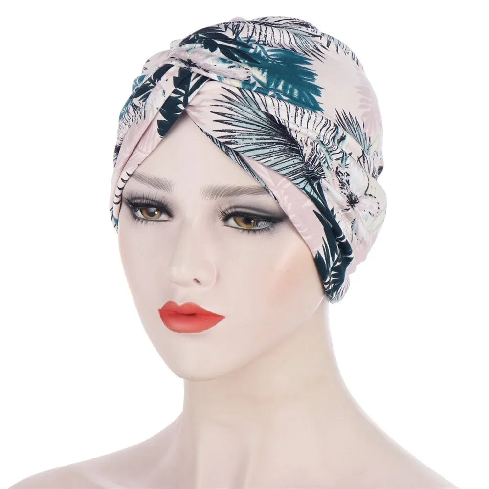 Women Lady Beads Muslim Braid Head Turban Wrap Cover Cancer Chemo Islamic Arab Cap Hat Hair Loss Bonnet Beanies Fashion - NamafadStore