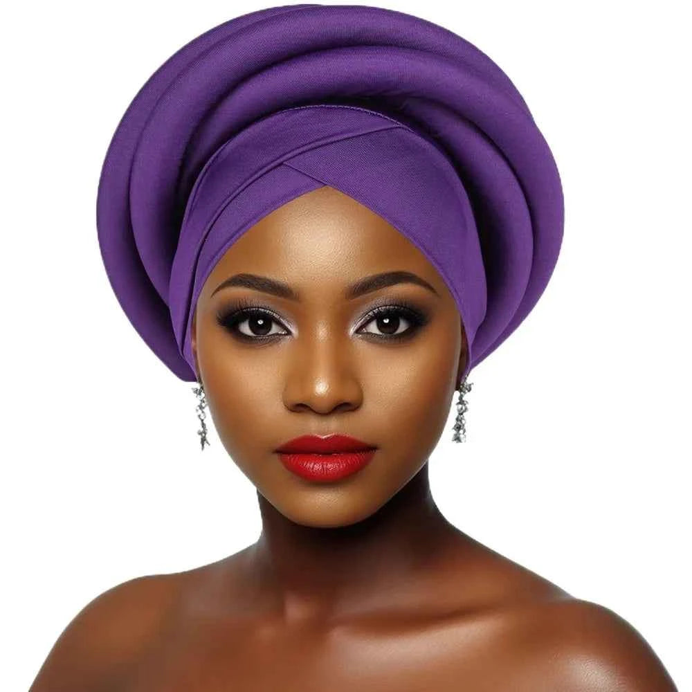 Fashion Raw Silk African Women Turban Wrap Twisted Braid Headwear Turban Cap Elastic Breathable Head Wraps African Lady