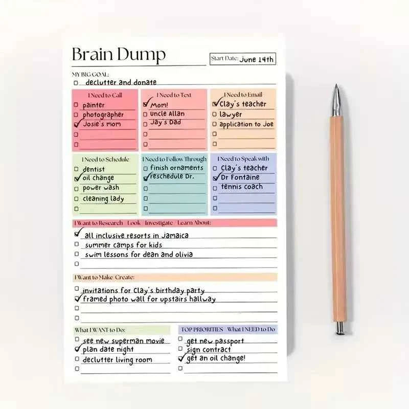 Minimalist A5 Undated Task Management Notebook 50 Or 150 Pages Brain Dump Workbook Daily Checklist Project Planner For Adults Te