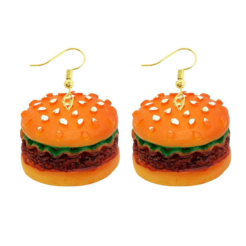 Earrings For Women Girls Cute Foods Hamburg Pizza Chicken Leg Candy Bottle Handmade Candy Kids Funny Resin