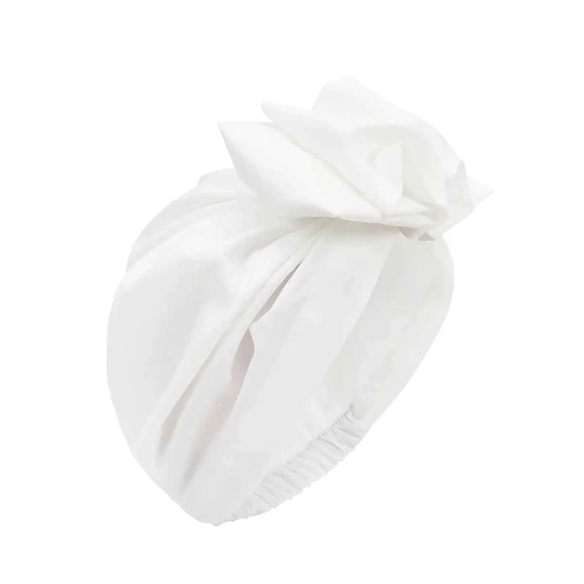 Trendy Big Bow Knot Turban Bonnets For Women Designer Retro Stretchy Beanie Cap Gorgeous Party Head Cover Plain Hijabs Head Wrap