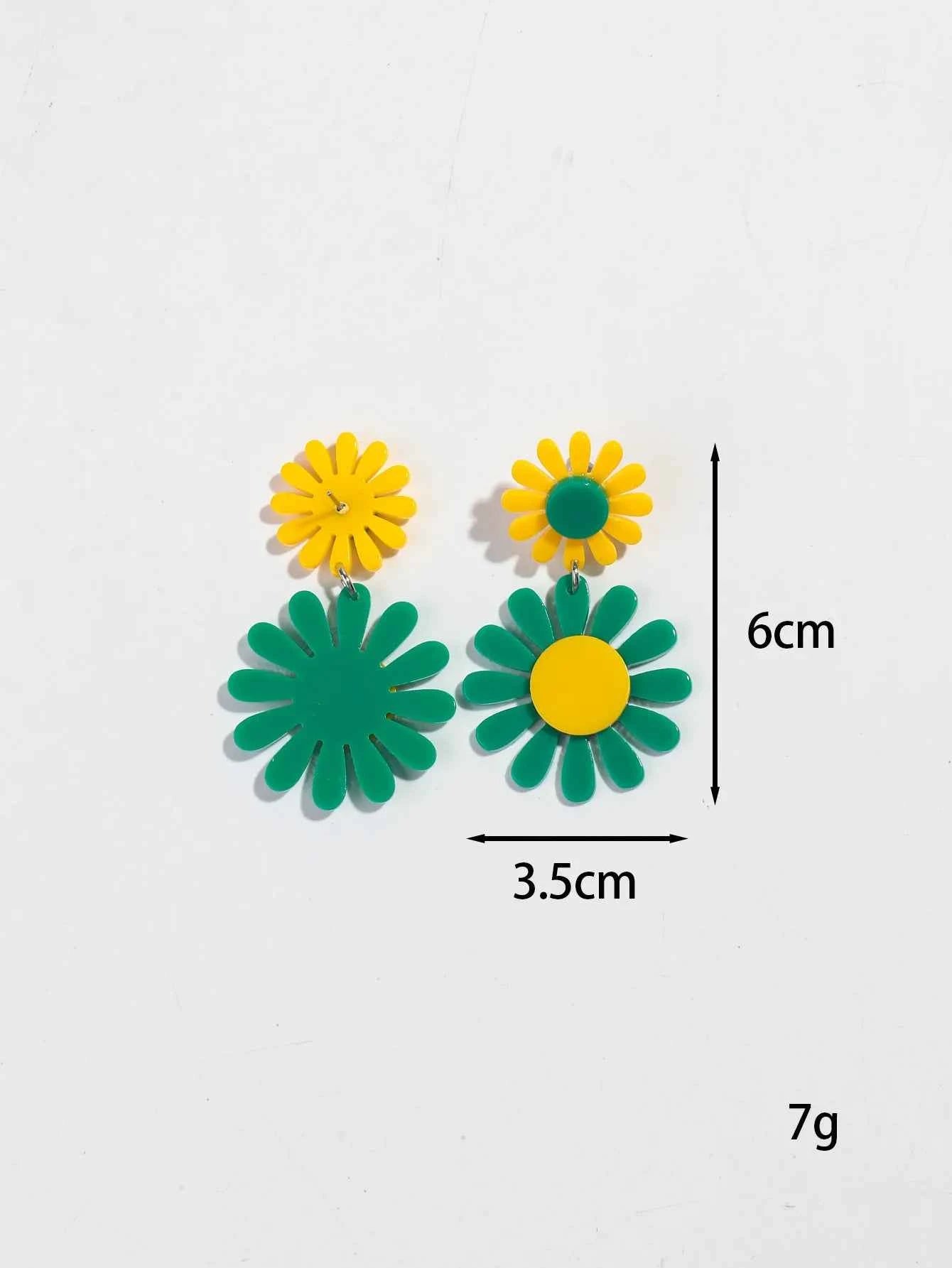 Boho Colorful Acrylic Sunflower Women's Earrings 2024 Trendy Geometric Daisy Flower Long Drop Earring Cute Simple Jewelry Gifts