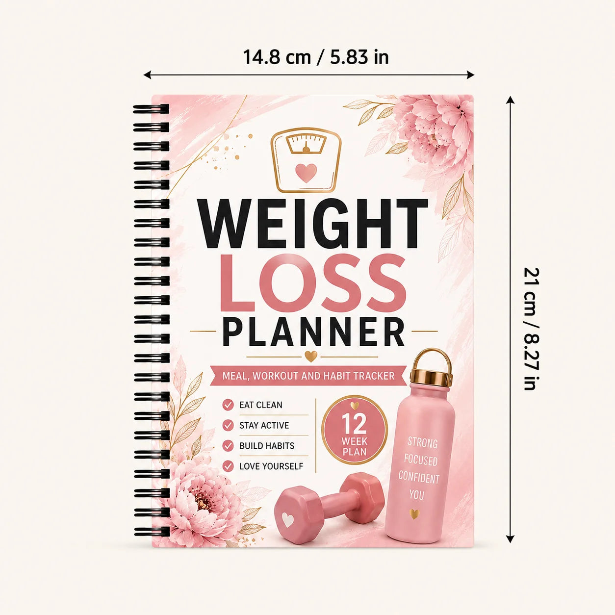 Weight Loss Planner, Meal Workout and Habit Tracker, 12 Week Plan Journal for Women, Fitness Lifestyle Tracker