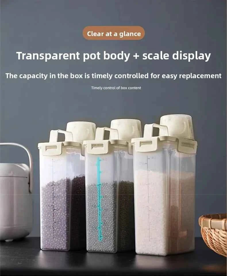 1.75/ 2.5/3L Food Grade Grain and Miscellaneous Grain Storage Box, Rice Bucket Storage Tank, Sealing Tank, Kitchen Utensil New