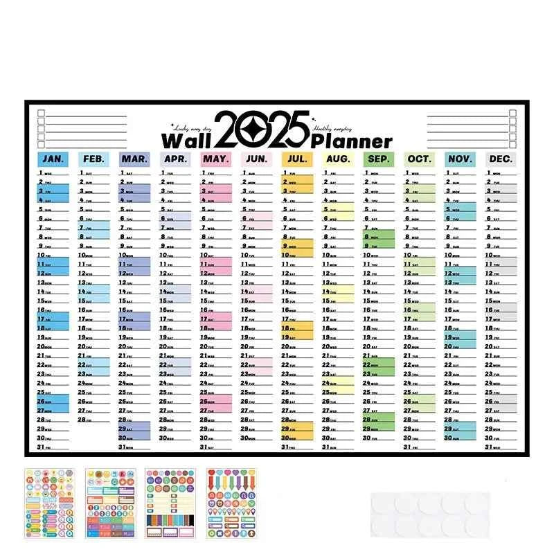 Large 2025 Schedules Calendar Planner Monthly Paper Weekly Planning Notepad Notebook Agenda Wall Calendar 365 Day Plan Hanging