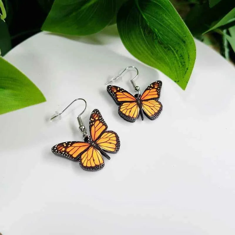 Party Unusual Acrylic Colors Butterfly Moth Hanging Pendants Earrings For Women Girls Cute Gradient Colorful Insect Jewelry Gift