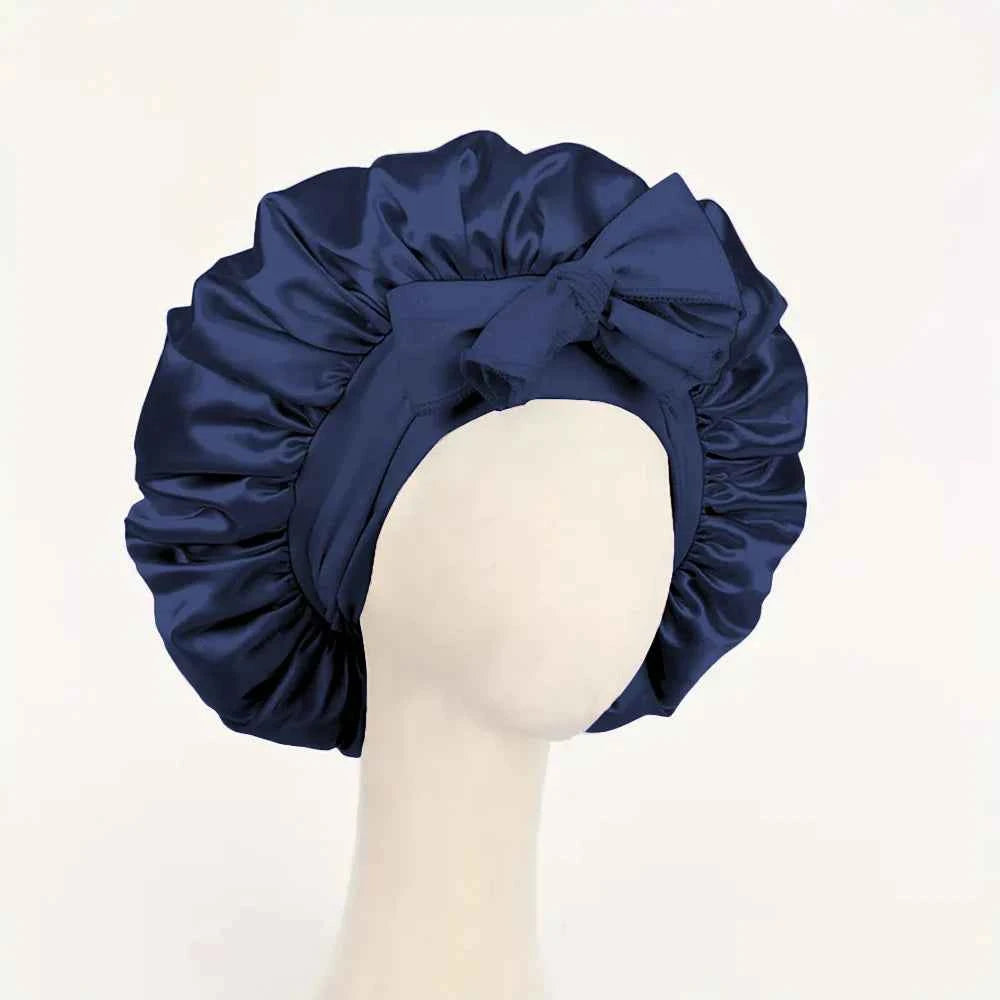 Satin Silk Sleeping Bonnet Adjustable with Tie Band for Women and Men