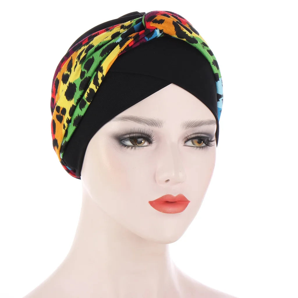 Trendy Print Women Muslim Hijab Caps Wrap Head Indian Turban Bonnet Fashion Headdress Islamic Clothing Accessories - NamafadStore