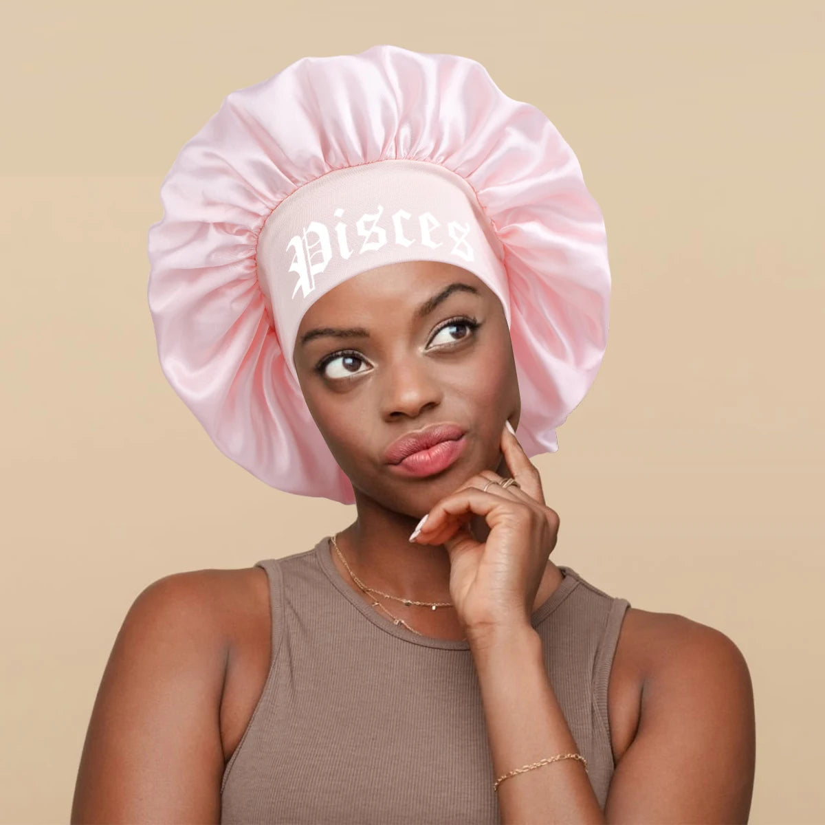 1PConstellation printing satin wide band sleep bonnet ,soft sleeping bonnet with wrap band,make up washing face daily use bonnet - NamafadStore