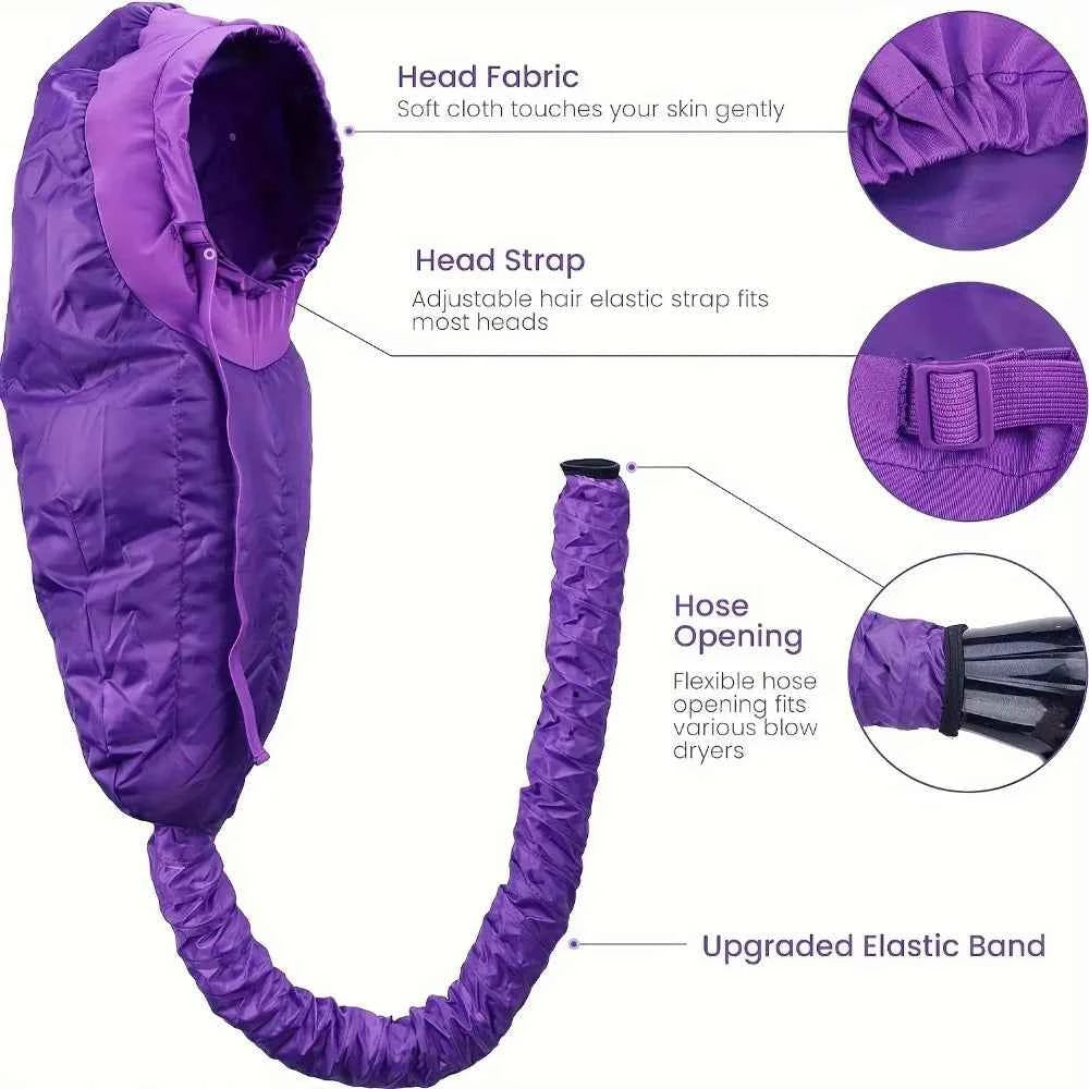 Bonnet Hooded Hair Dryer Attachment Extra Large Adjustable Deep Conditioning Cap Drying Heat Cap with Elastic Strap Fast Drying