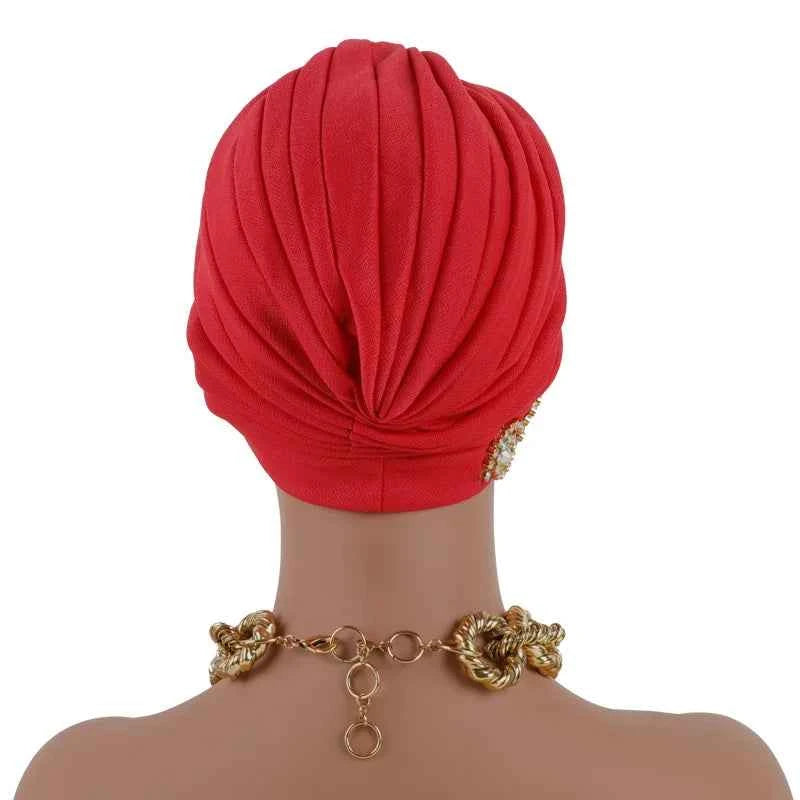 Fashion Turban Cap for Women Muslim Hijab Cap Islamic Headscarf Bonnet African Diamonds Head Wraps