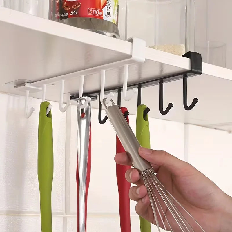 Compact 6-Hook Rack, Removable Cup & Mug Holder for Kitchen, Home & Office Storage