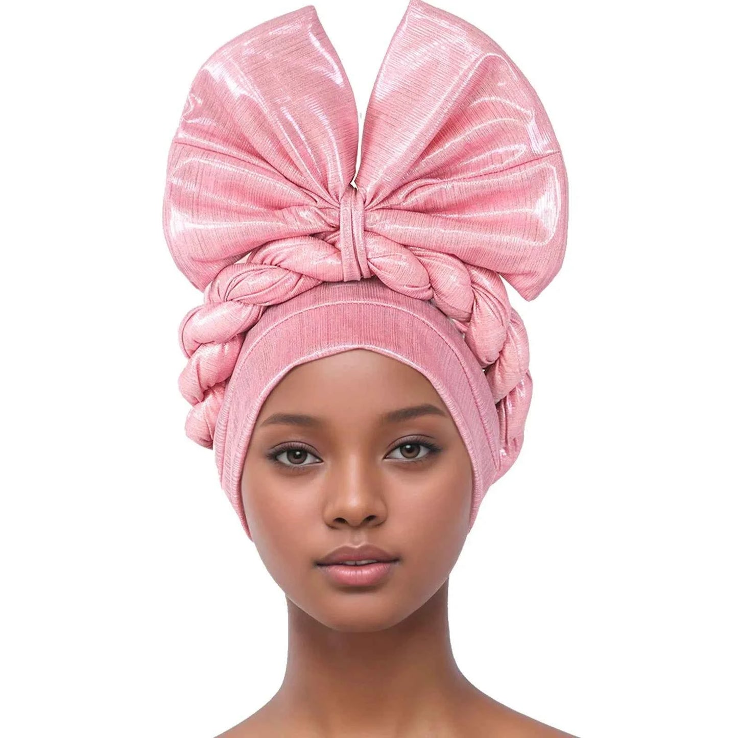 African Lady Head Wraps Nigeria Autogele Headtie Wedding Party Headgear Turbante Mujer Exaggerated Bow Turban Cap for Women