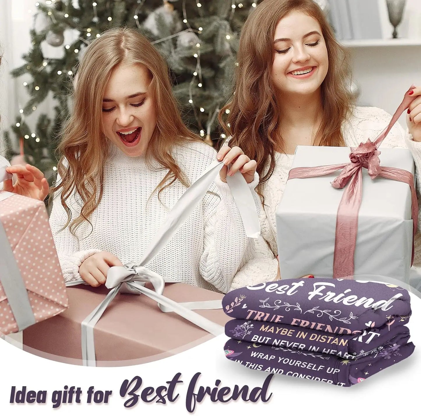 Best Friend Blanket – Cozy BFF, Soul Sister & Work Bestie Gift for Women