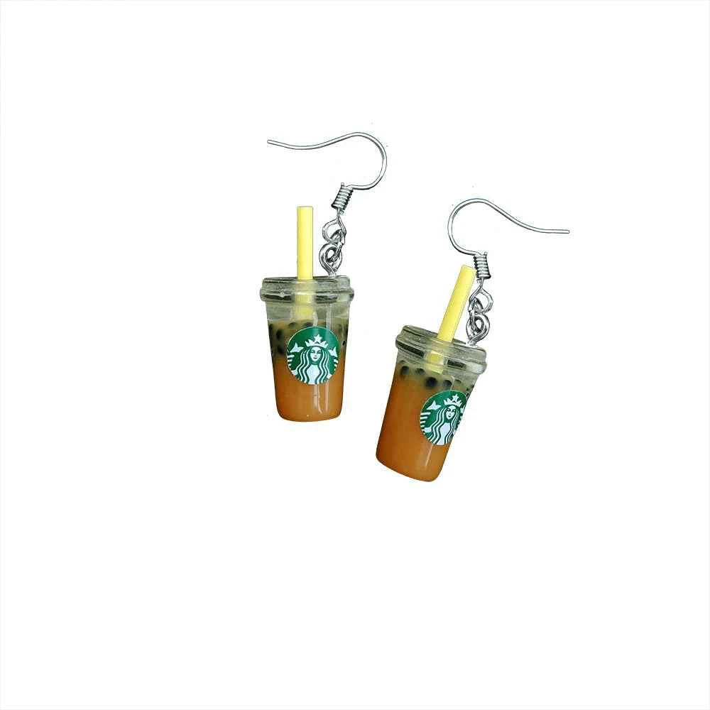 Coffee Earring For Women Resin Tea with Milk Drop Earrings Children Handmade Jewelry DIY Gifts