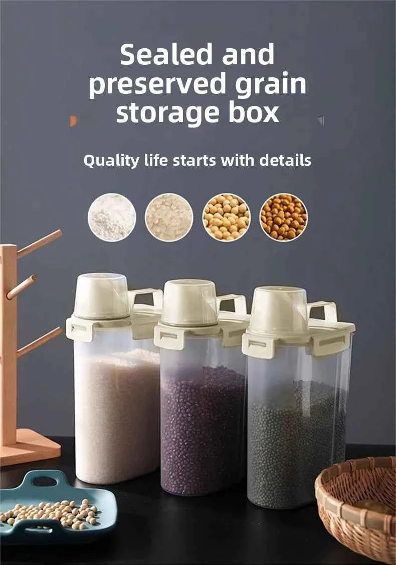1.75/ 2.5/3L Food Grade Grain and Miscellaneous Grain Storage Box, Rice Bucket Storage Tank, Sealing Tank, Kitchen Utensil New