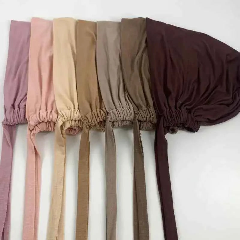 New Soft Modal Muslim Turban Hat Inner Hijab Caps  Islamic Underscarf Bonnet India Hat Female Headwrap Turbante Mujer