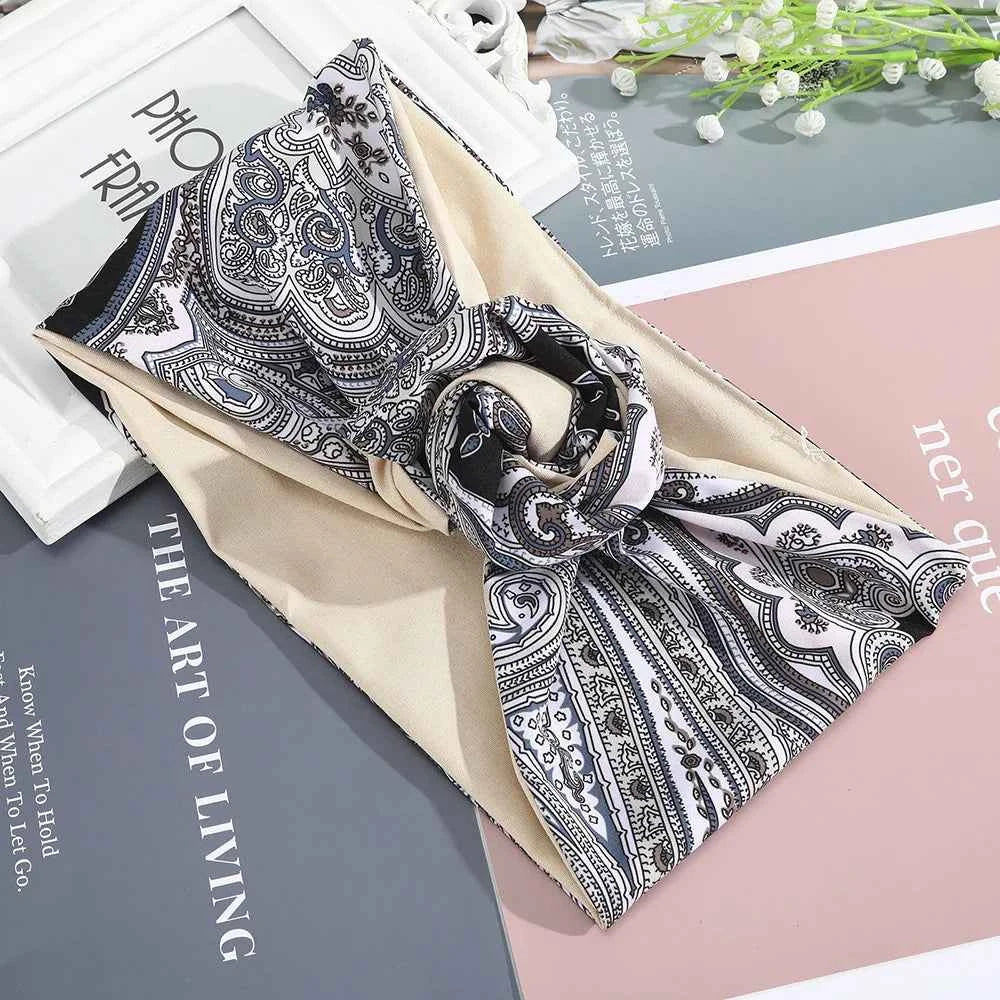 2022 New Fashion Women Folding Iron Wire Headband Bohemian Girl Cross Turban Bandanas Print Hairbands Hair Accessories