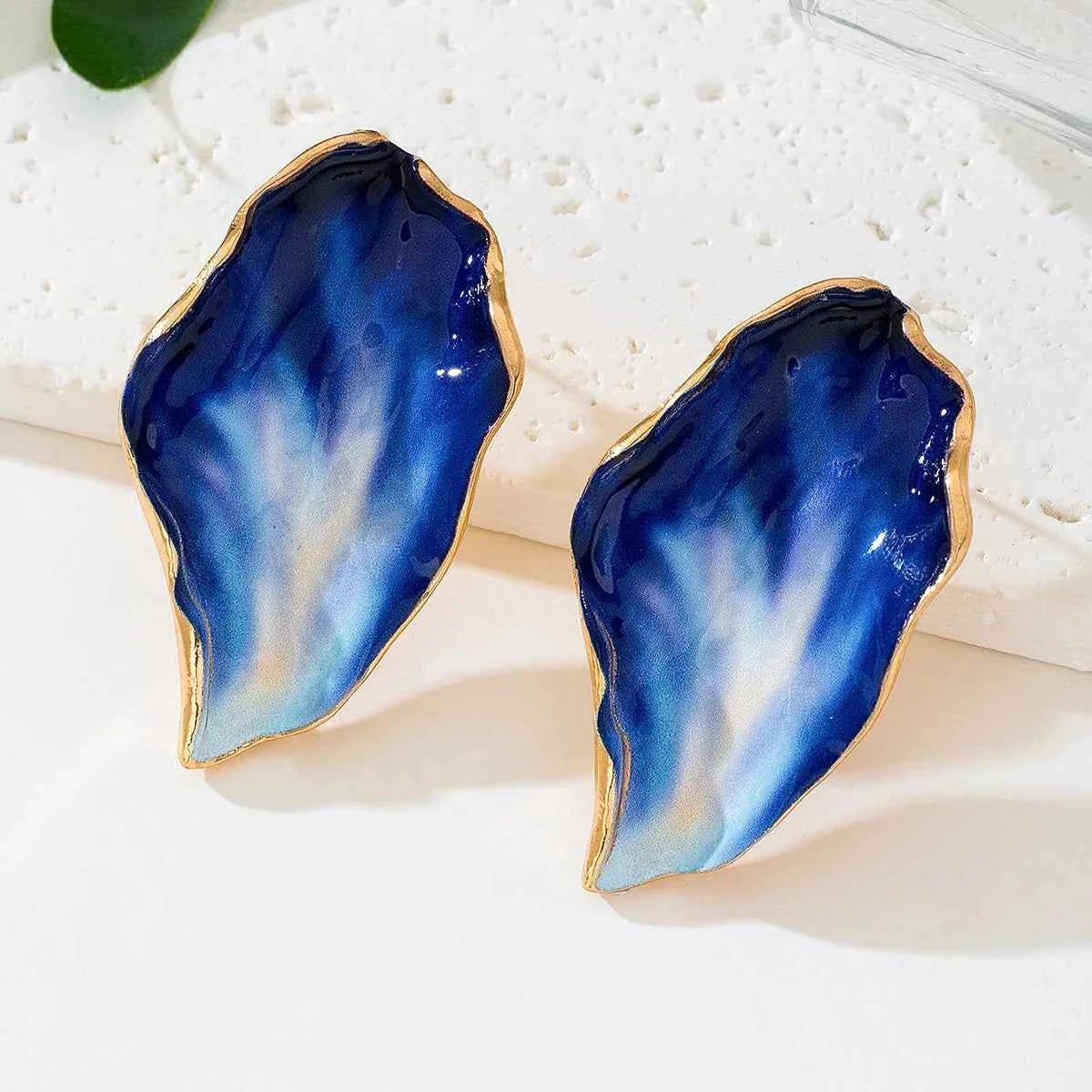 Irregular Pleated Drip Earrings For Women Girls Enamel Glaze Geometric Ear Accessories Fashion Jewelry DE057