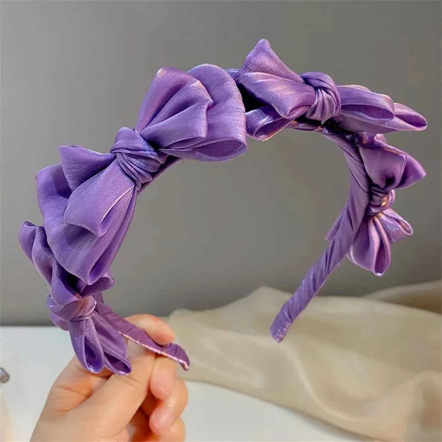 New Temperamen Headwear Hair Accessories Spring Summer Mesh Silk Hairband Korean Style Hairband Women Headband Bow Hair Hoop