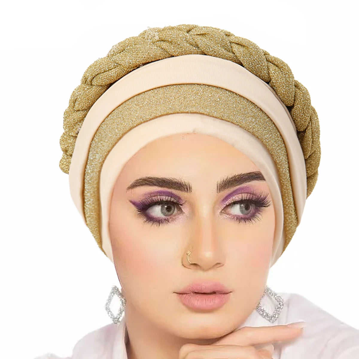New Women Hair Loss Muslim Braid Head Turban Wrap Cover Cancer Chemo Cap Hat India Glitter Bonnet Beanies Skullies Fashion - NamafadStore