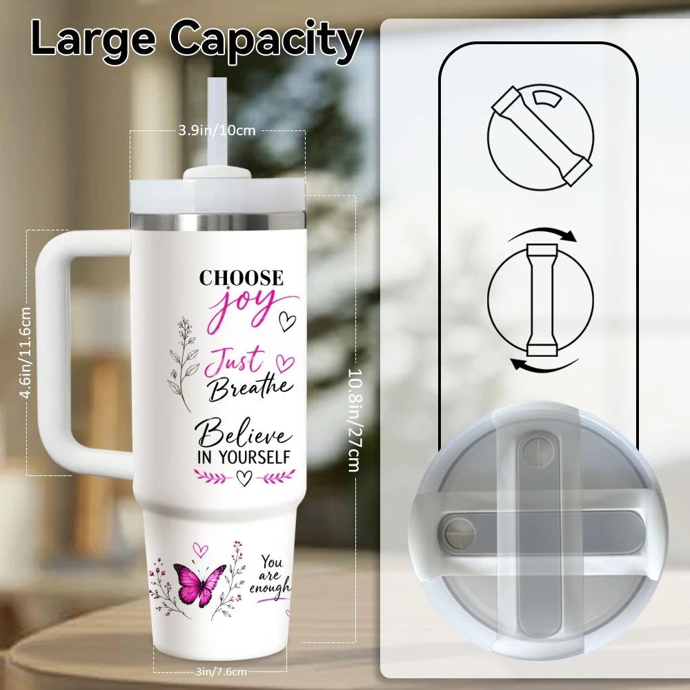 40oz Empowered Woman Tumbler – Inspirational Stainless Steel Travel Mug