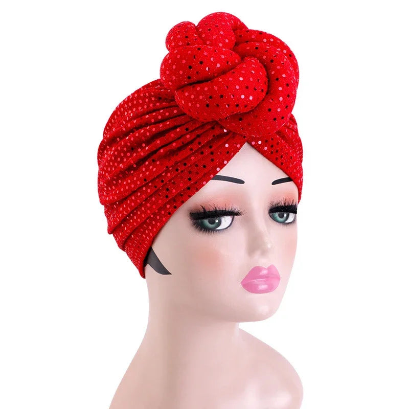 New African Print Turban Beanie for Women - Flower Beanie, Muslim Hijab, Head Wrap, and Hair Loss Bandana