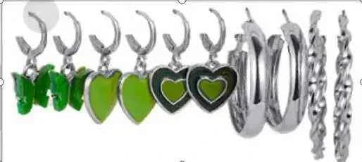 12Pcs Classic Fashion Butterfly Heart Drop Dangle Earrings for Women Charm Gold Color Enamel Pearl Hoop Earring Punk Jewelry Set