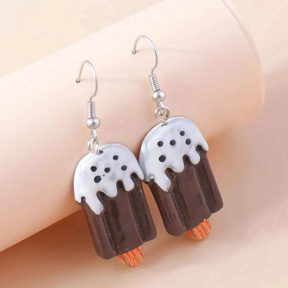 Cute Resin 3D Simulation Food Earrings for Women French Fries Cookies Ice Cream Hamburg Pizza Chocolate Girl Kids Gift