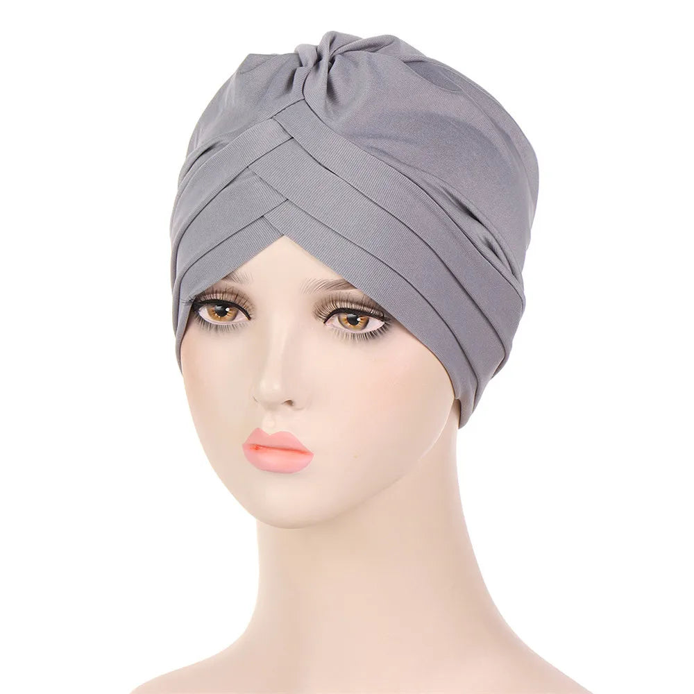 1PC New Women Elastic Turban Hat Muslim Hijab Islamic Beads Cancer Chemo Cap Ladies Hijab Stretch Head Wrap Head Scarf Hair Loss - NamafadStore