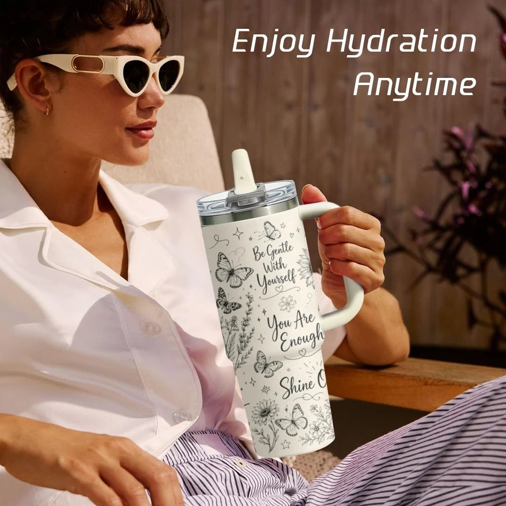 Just Breathe 40oz Tumbler – Motivational Stainless Steel Insulated Cup