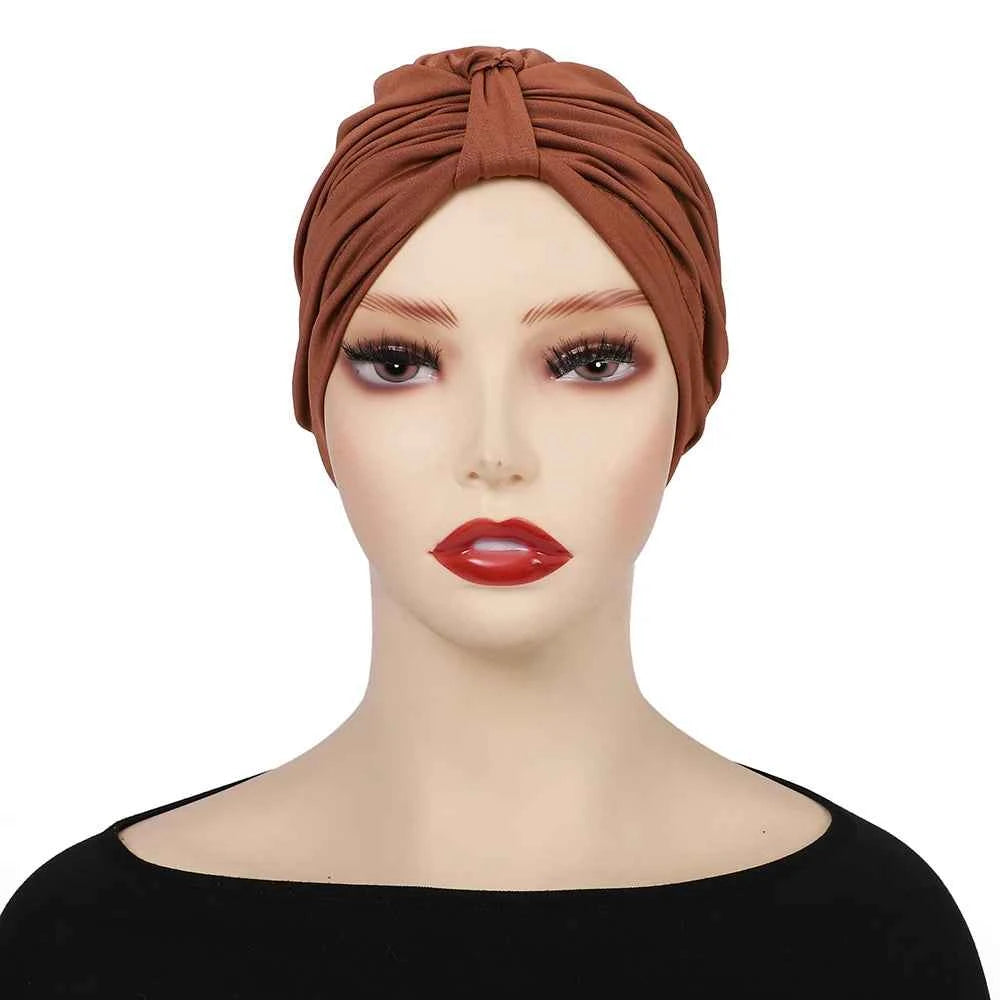 Muslim Instant Turban Pure Color Stretch Inner Hat Hijabs For Caps Ready To Wear Women Head Scarf Under Bonnet