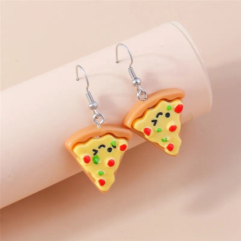 Aihua New In Women Earring Resin Funny Food Earrings French Fries Cookies Ice Cream Bread Hot Dog Pizza Chocolate Girl Kids Gift